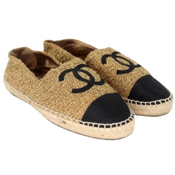 Chanel Crinkled 37 Tweed Cap Toe Runway Rare CC Flats CC-0712N-0009 - Picture 5 of 12